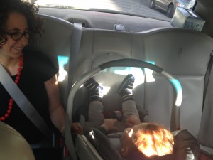 Emily & her son in a taxi (Graco Snug Ride 35 Classic Connect)
