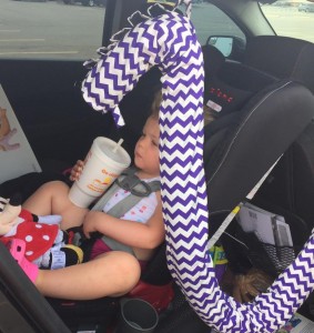 2-year-old rear-facing using Noggle to stay cool