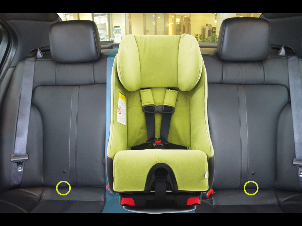 Car seat installed in center seat with LATCH works perfectly - and doesn't overlap into adjacent seats.