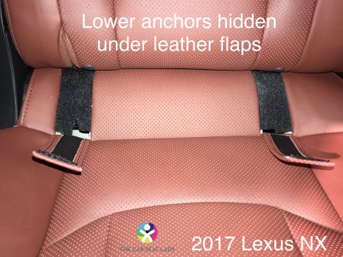 2017 Lexus NX lower anchors hidden under leather flaps