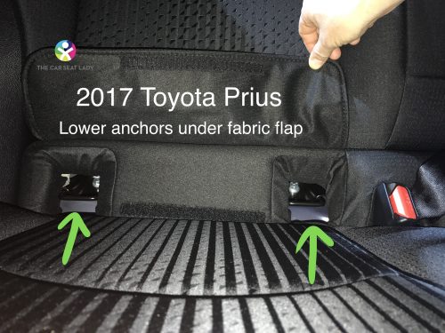 2017 Toyota Prius lower anchors under fabric flap