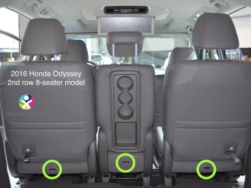 2016 Honda Odyssey 2nd row 8 seater model tethers