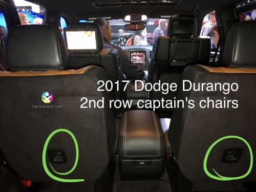 2017 DOdge durango 2nd row captains chairs tethers