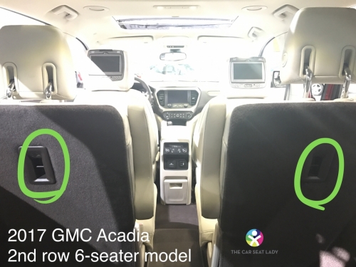 2017 GMC Acadia 2nd row captains chairs tethers