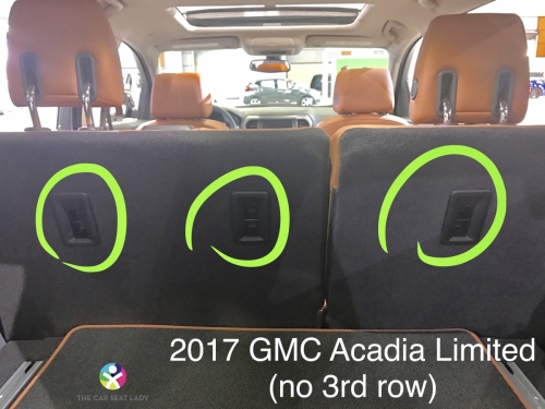 2017 GMC Acadia 2nd row only tethers