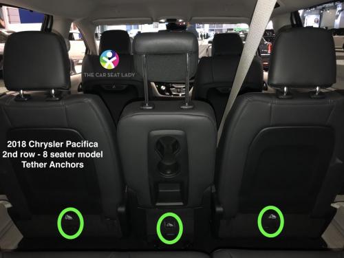2018 Chrysler Pacifica 2nd row 8 seater model tether anchors