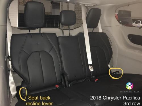 2018 Chrysler Pacifica 3rd row seat back recline lever