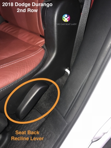 2018 Dodge Durango 2nd row seat back recline lever