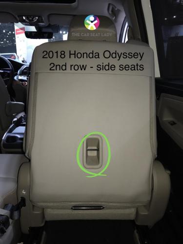 2018 Honda Odyssey 2nd row side seat tether anchor