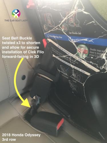 2018 Honda Odyssey 3rd row buckle stalk twisted in 3D to install Fllo FF