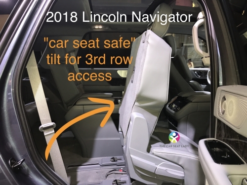 2018 Lincoln Navigator 2nd row captains chair car seat safe tilt