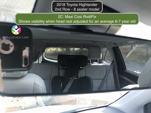 2018 Toyota Highlander 2nd Row RodiFix in 2C view in rear view mirror