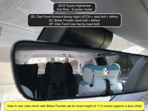 2018 Toyota Highlander 2nd row Foonf Frontier Foonf view in rear view mirror
