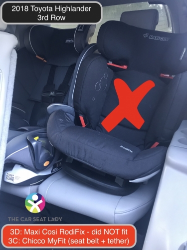 2018 Toyota Highlander 3rd row RodiFix does not fit in 3D w MyFit in 3C