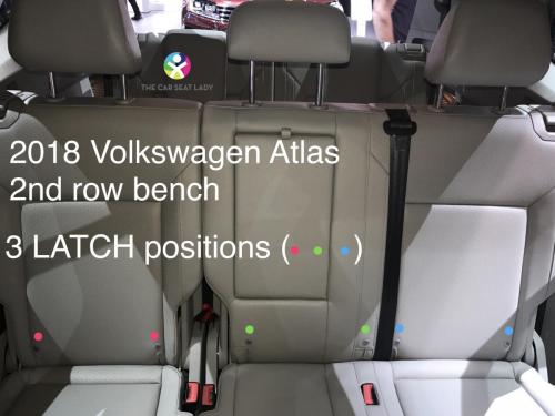 2018 volkswagen atlas 2nd row bench 3 latch positions with colored dots